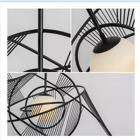 Modern Artistic Black Wireframe Pendant Light