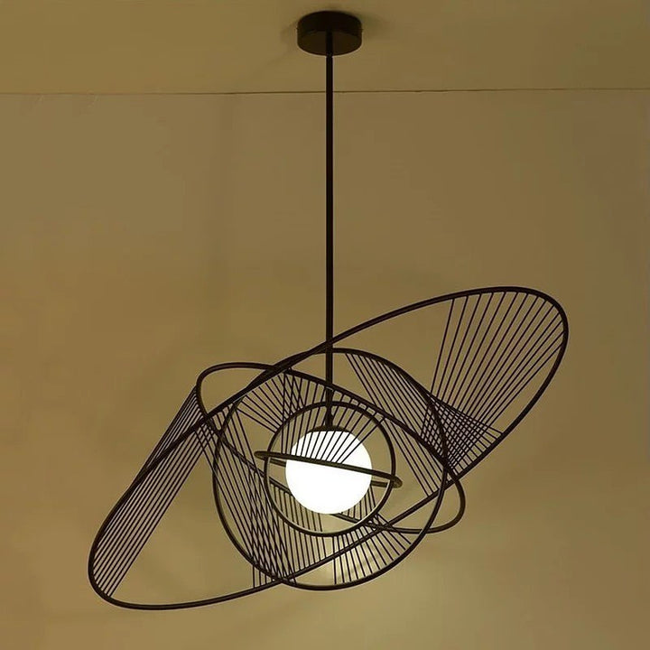 Modern Artistic Black Wireframe Pendant Light