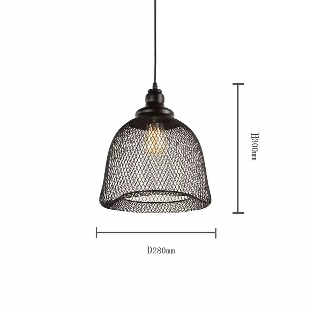 Industrial Pendant Light with Black Mesh Shade