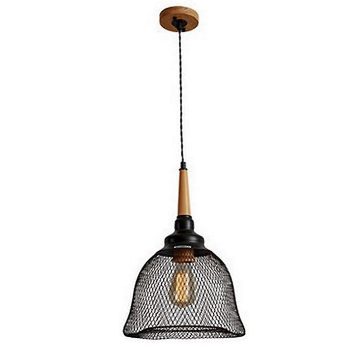 Industrial Pendant Light with Black Mesh Shade