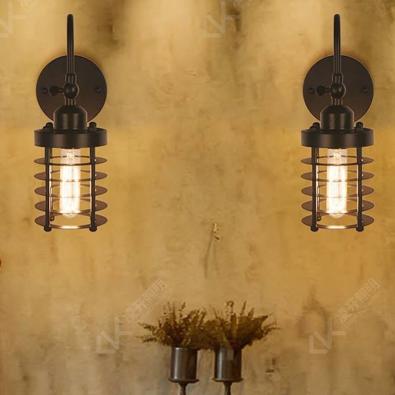 Industrial Wall Sconce with Cage Design