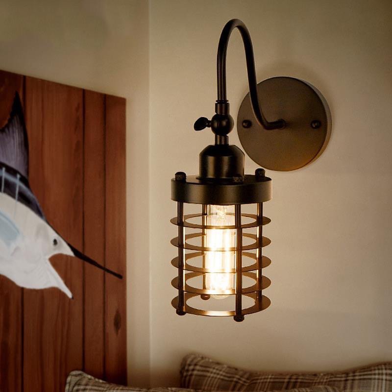 Industrial Wall Sconce with Cage Design