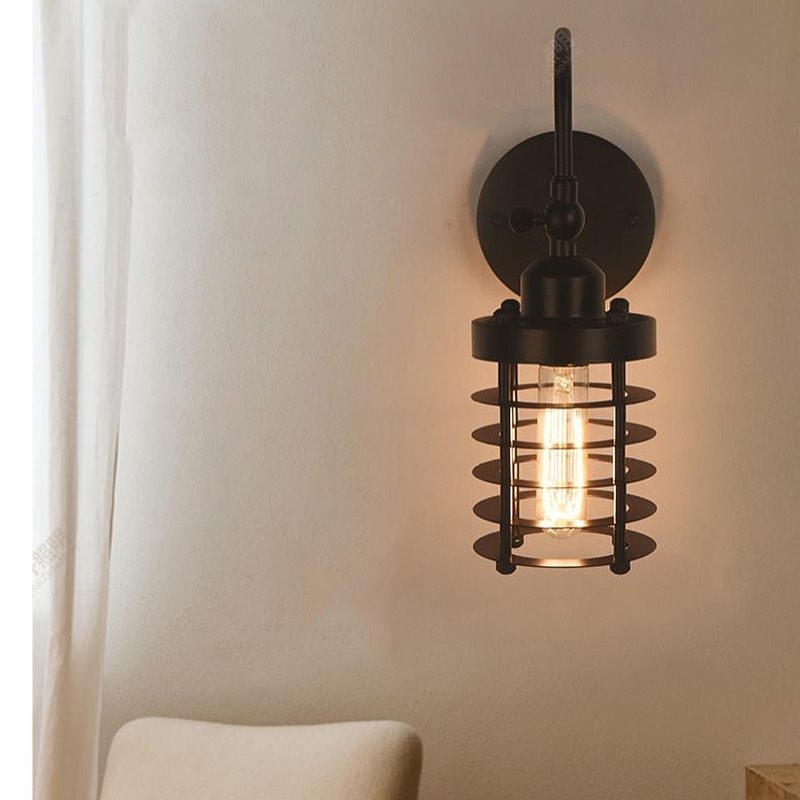 Industrial Wall Sconce with Cage Design