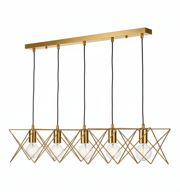 Industrial Linear Pendant Light with Geometric Shades