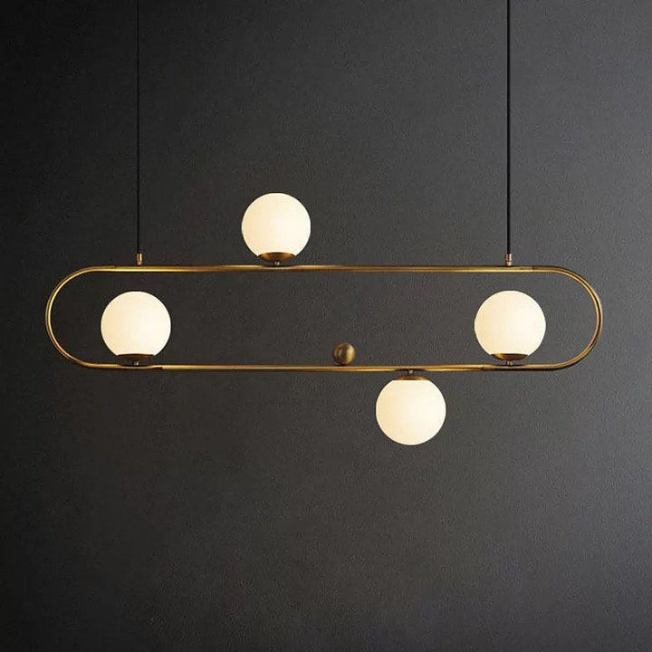 Modern Gold Frame Pendant Light with White Globes