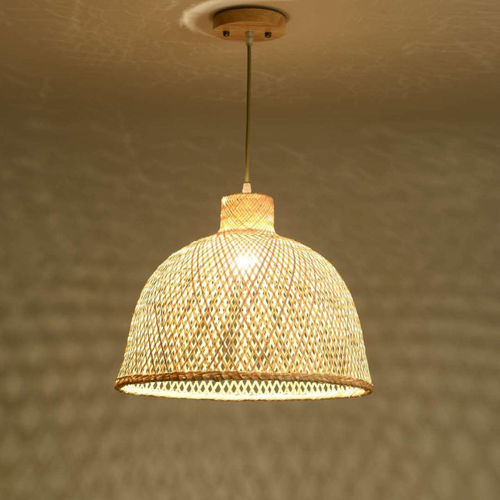 Rustic Woven Bamboo Pendant Light