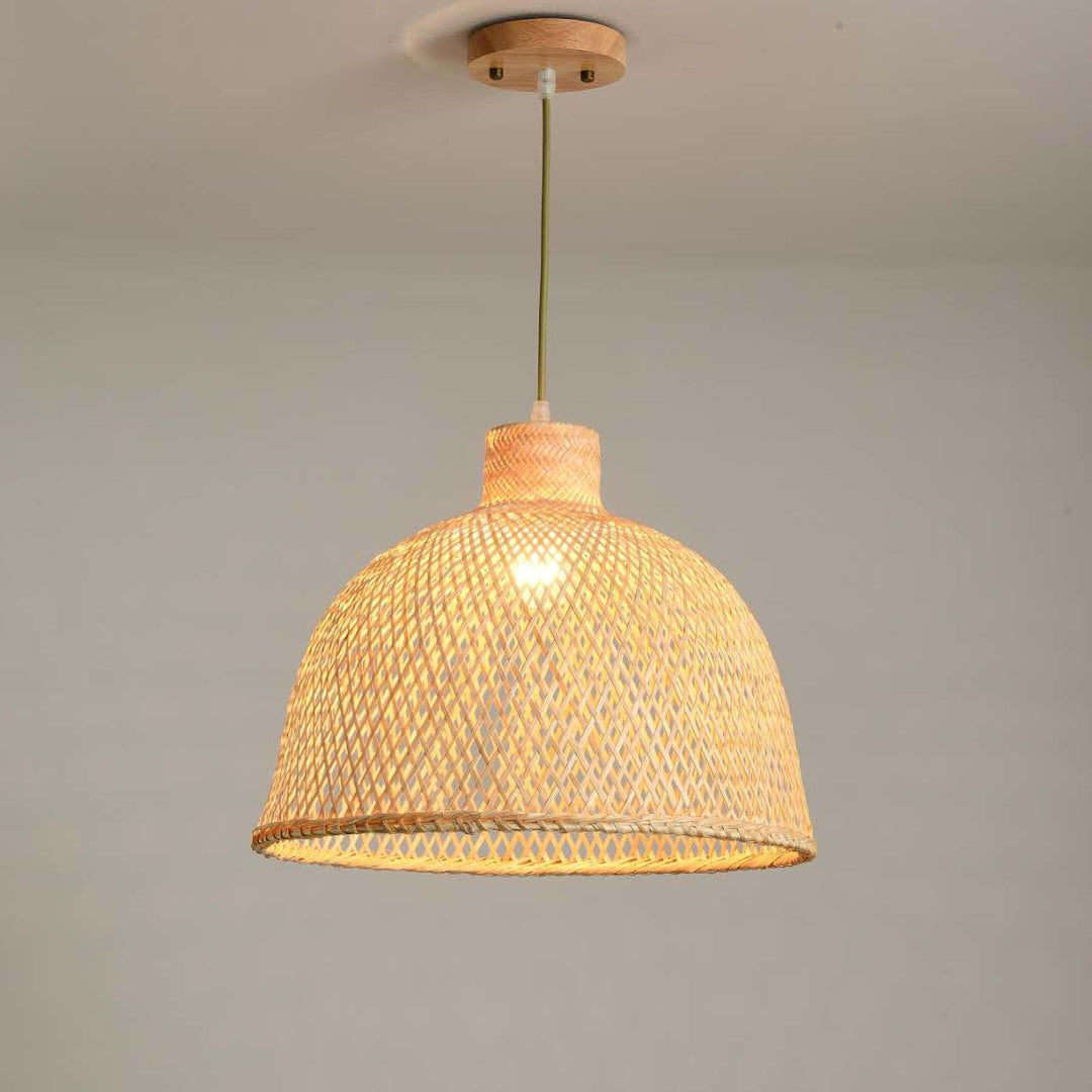 Rustic Woven Bamboo Pendant Light