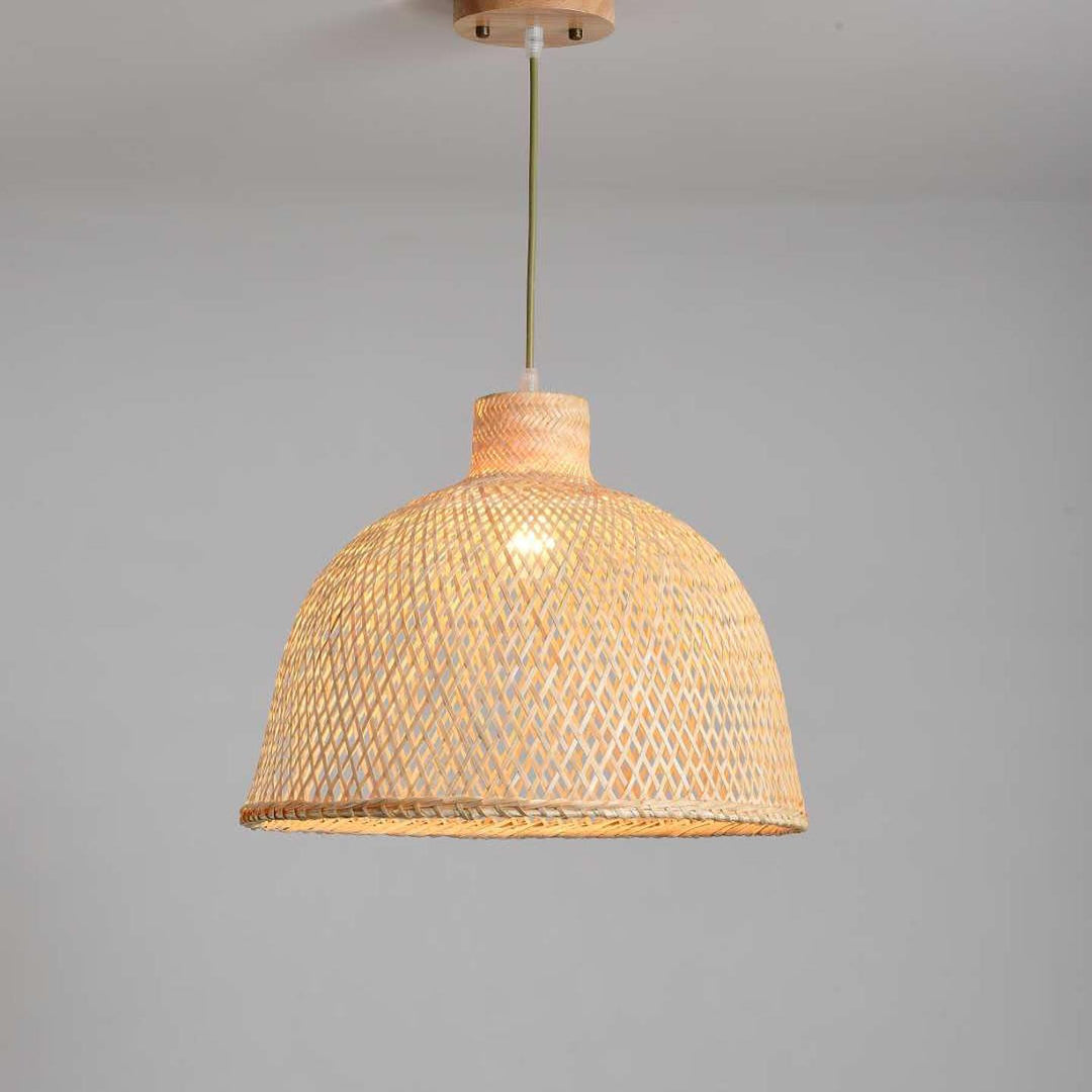 Rustic Woven Bamboo Pendant Light