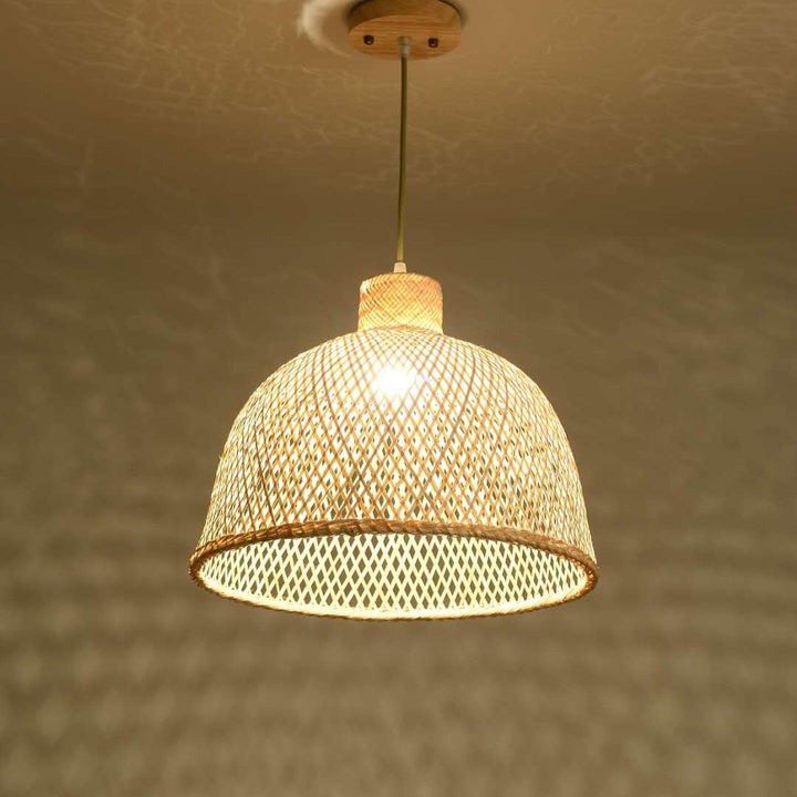 Rustic Woven Bamboo Pendant Light