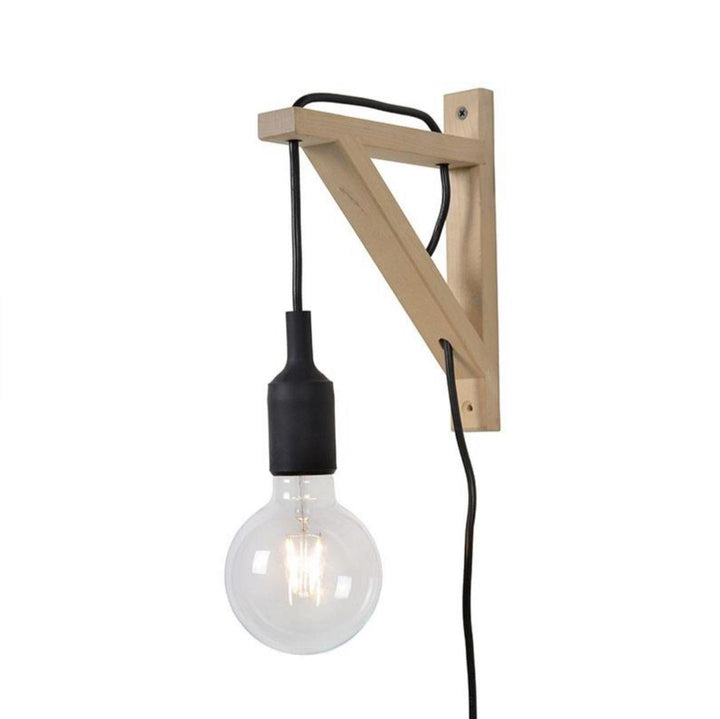 Scandinavian Wall Light with Wooden Mount