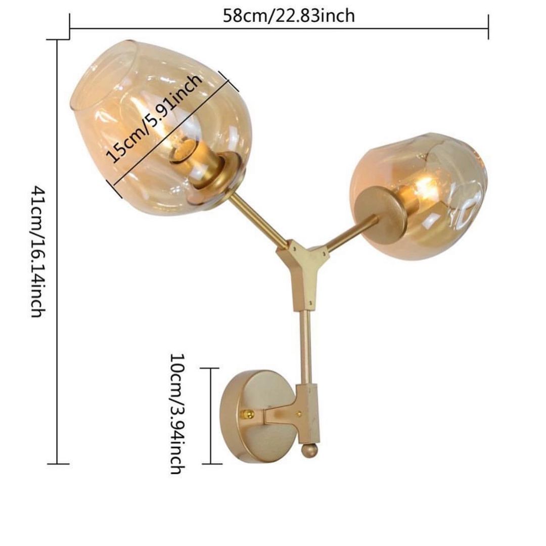 Modern Wall Light with Dual Glass Globe Shades