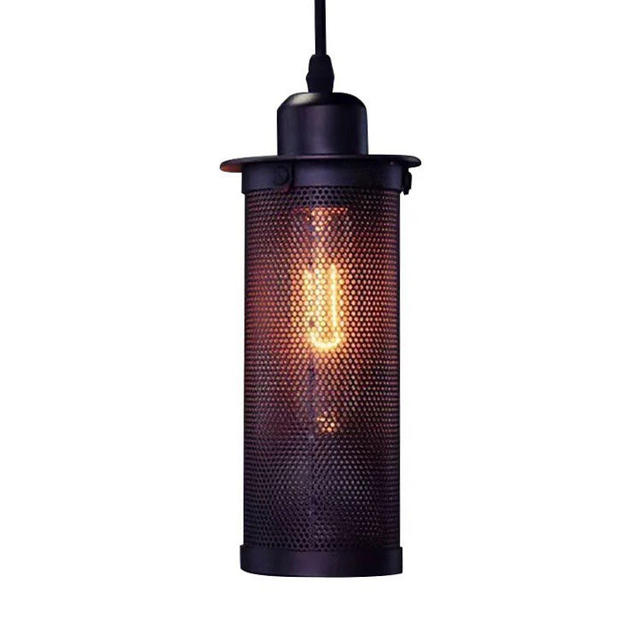 Industrial Pendant Light with Cylindrical Mesh Design