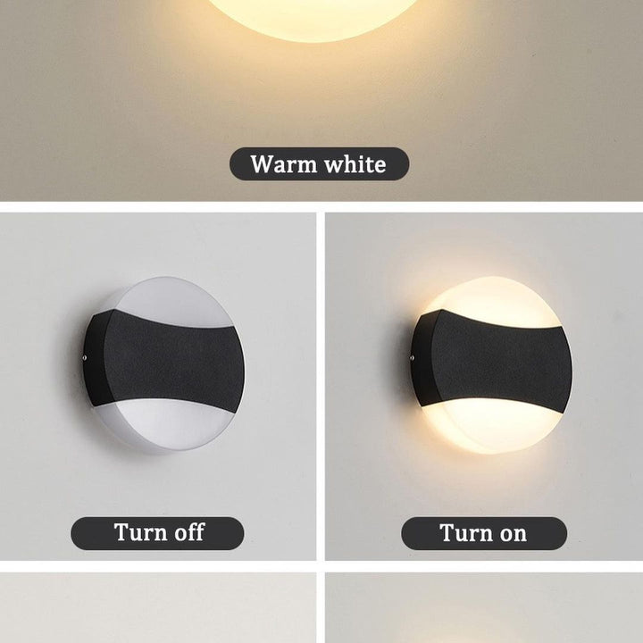 Modern LED Wall Light with Circular Design and Black Accents