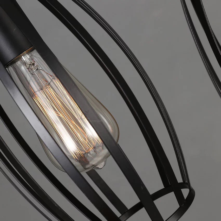 Modern Pendant Lighting with Black Wireframe Design