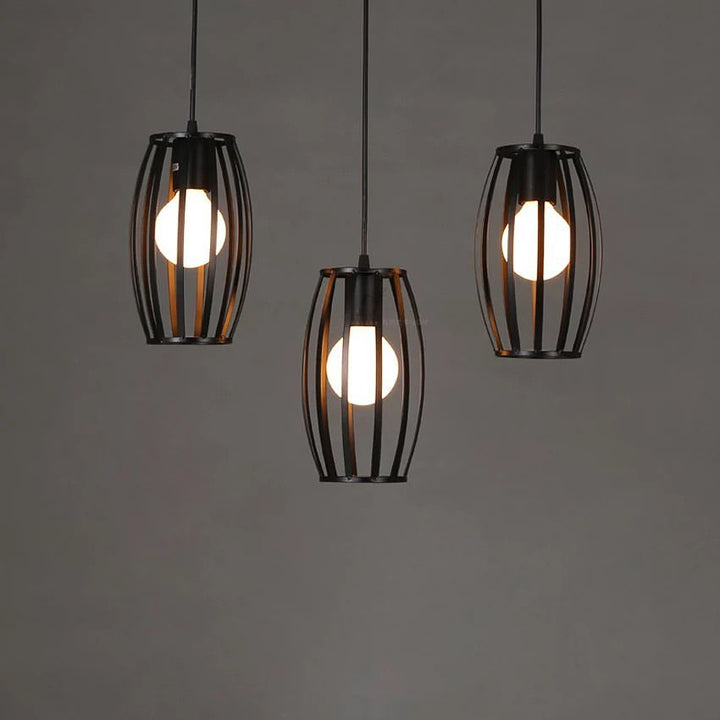 Modern Pendant Lighting with Black Wireframe Design