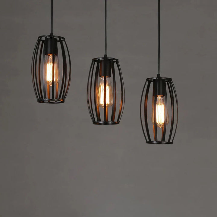 Modern Pendant Lighting with Black Wireframe Design