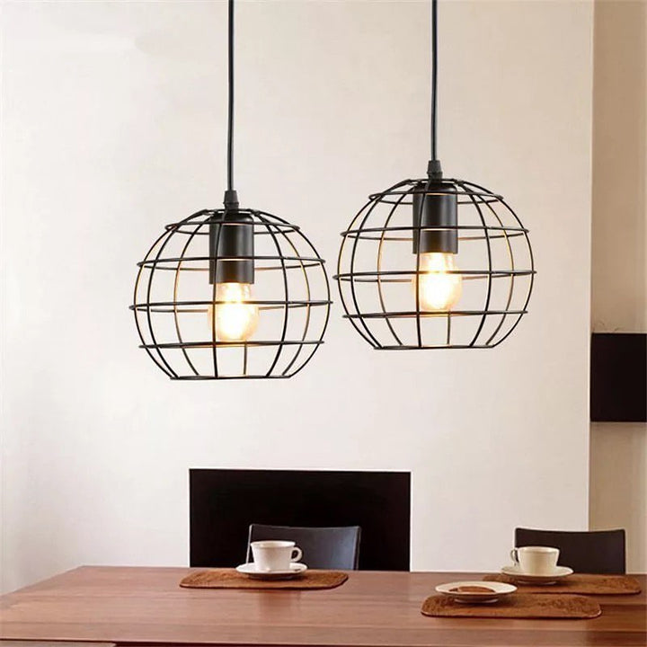 Industrial Pendant Lights with Cage Design