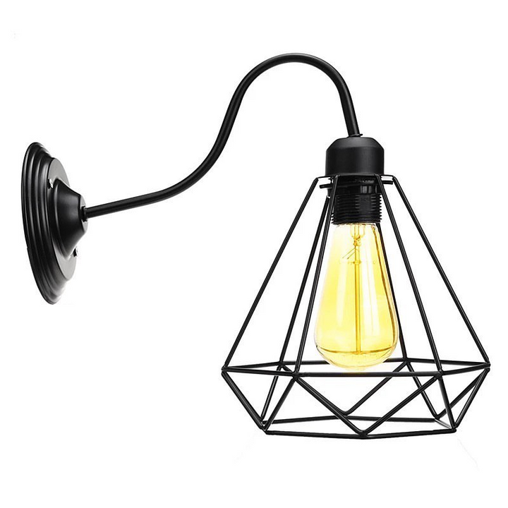 Industrial Wall Sconce with Geometric Cage Design