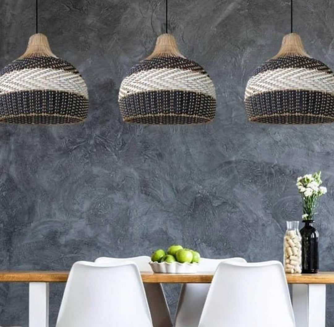 Rustic Pendant Lights with Woven Natural Design