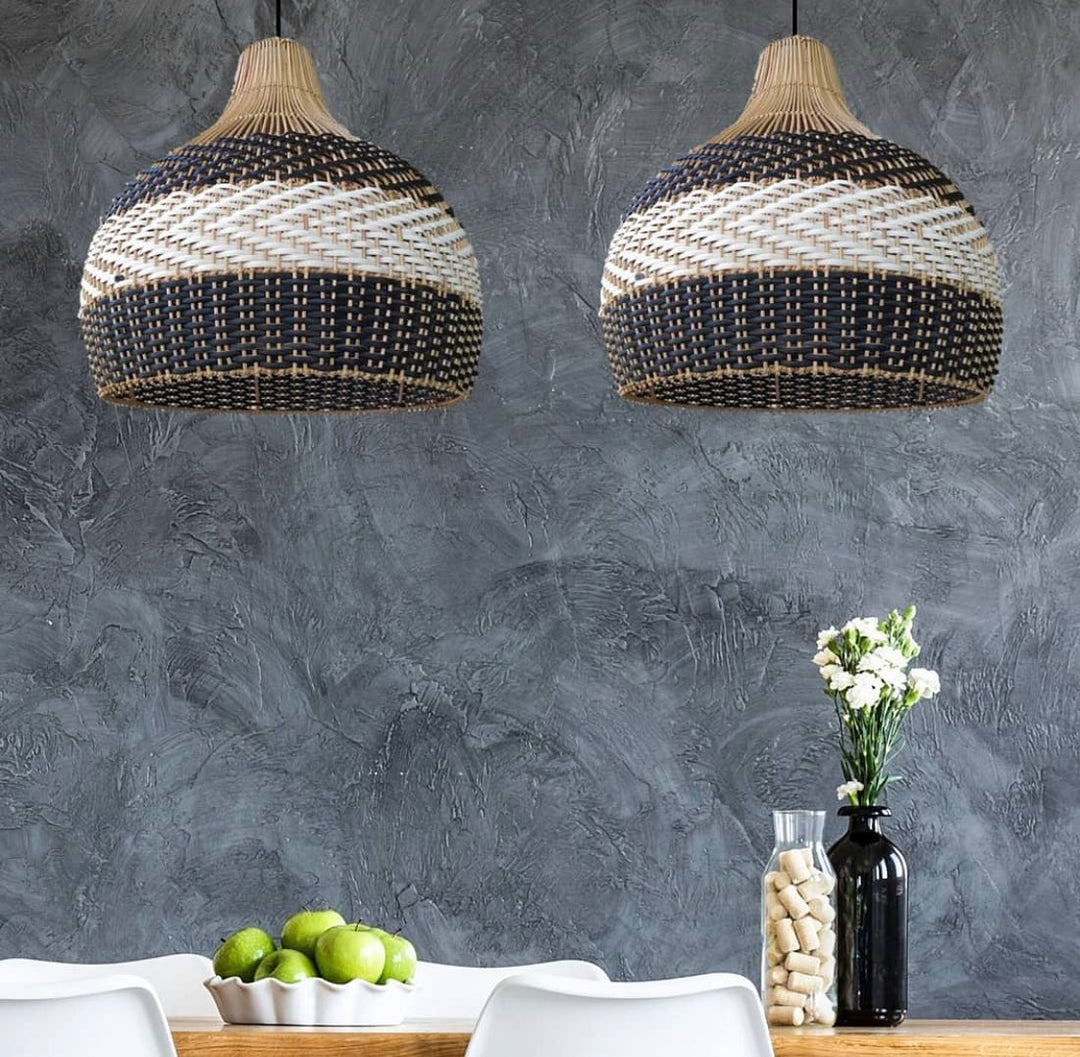 Rustic Pendant Lights with Woven Natural Design