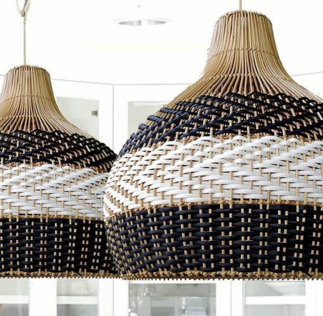 Rustic Pendant Lights with Woven Natural Design