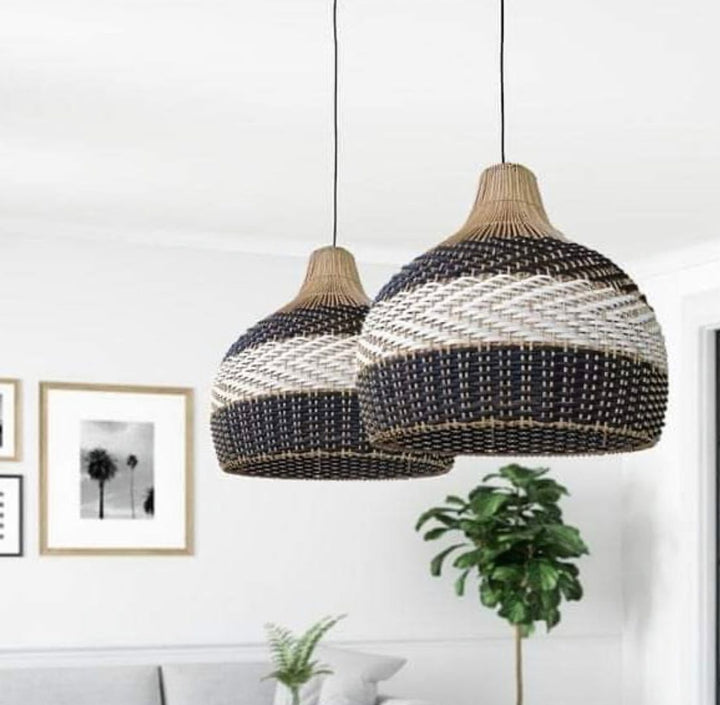 Rustic Pendant Lights with Woven Natural Design