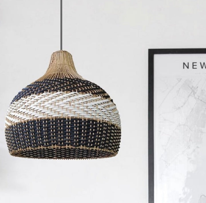 Rustic Pendant Lights with Woven Natural Design