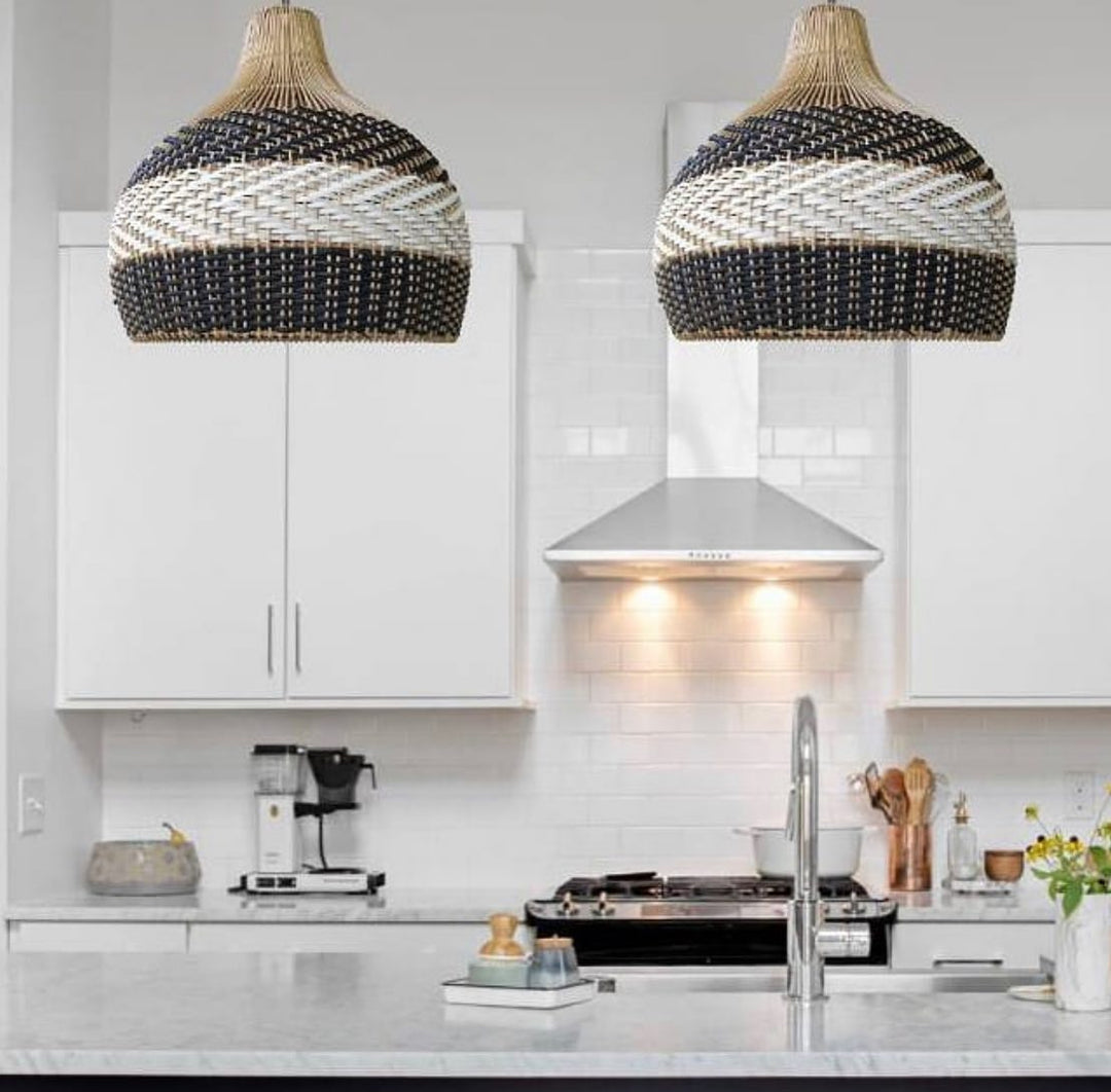 Rustic Pendant Lights with Woven Natural Design