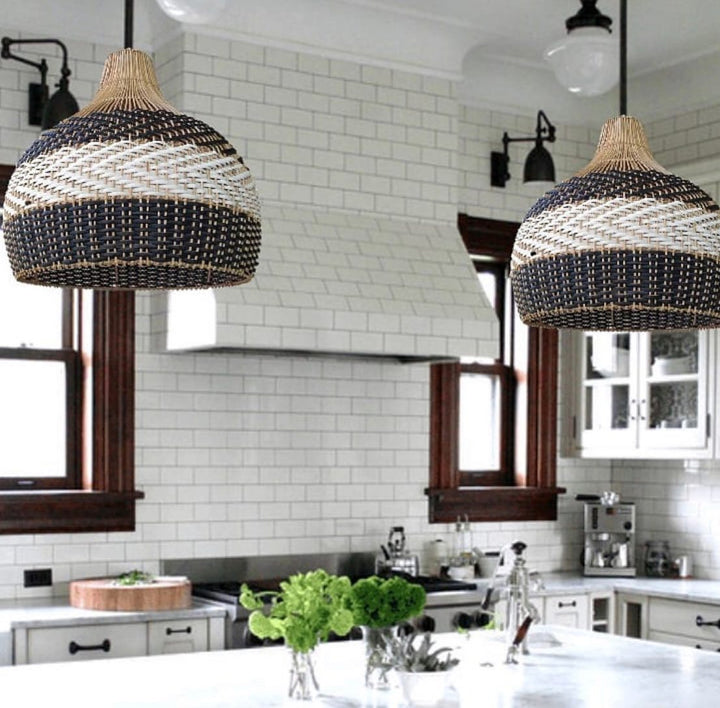 Rustic Pendant Lights with Woven Natural Design