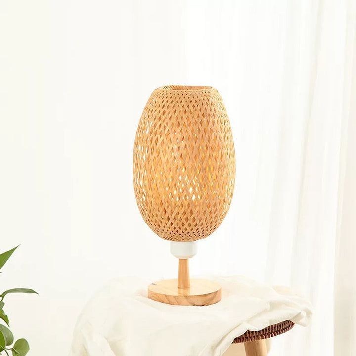 Rustic Table Lamps with Bamboo Weave Design