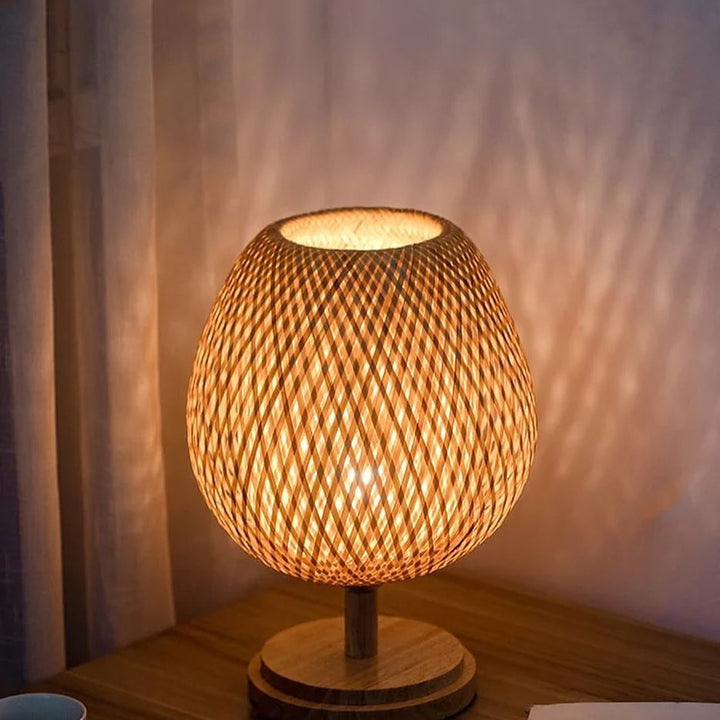 Rustic Table Lamps with Bamboo Weave Design