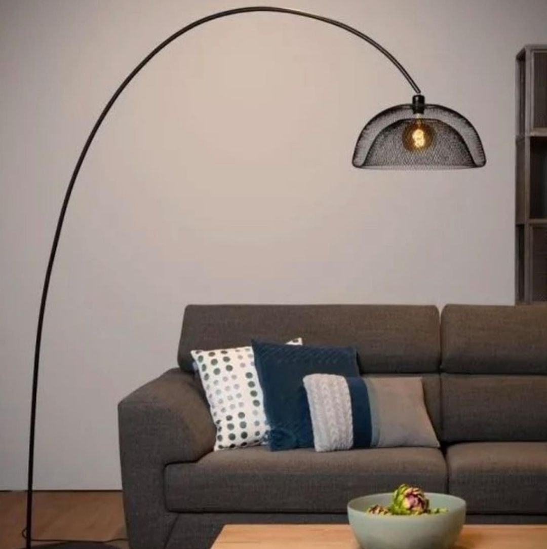 Modern Arc Floor Lamp with Black Shade