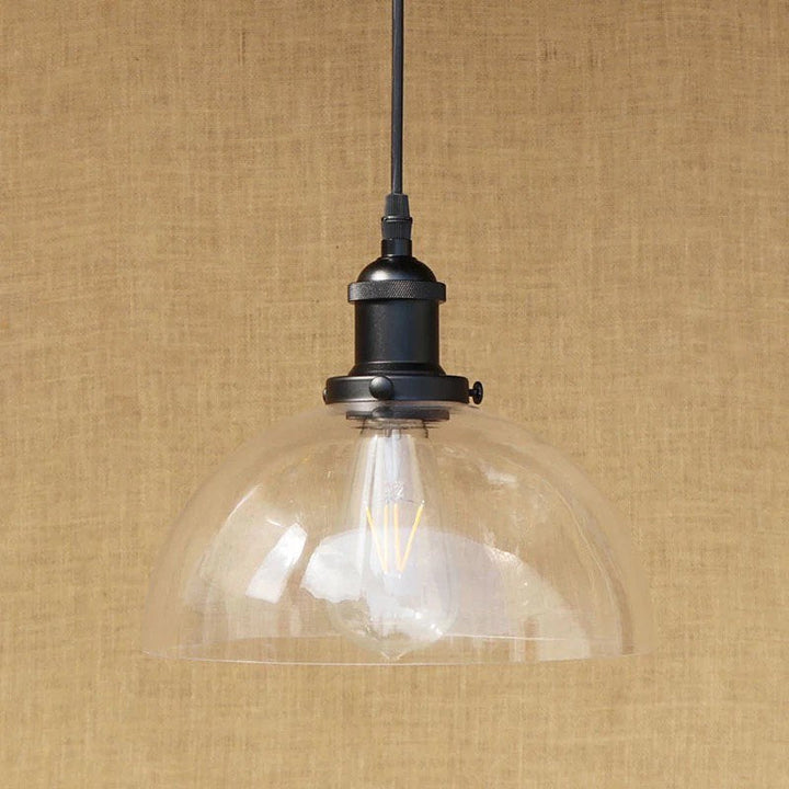 Industrial Pendant Light with Clear Glass Dome