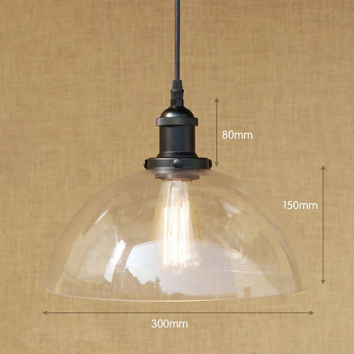 Industrial Pendant Light with Clear Glass Dome