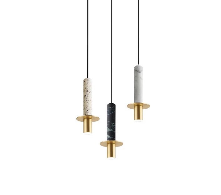 Modern LED Pendant Lights with Marble and Gold Accents