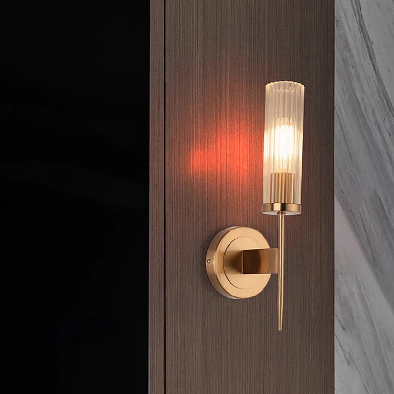 Modern Wall Sconce with Gold Finish and Glass Shade