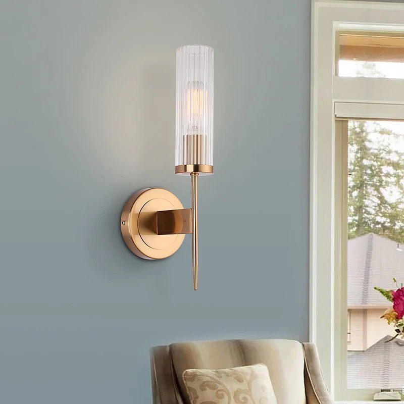 Modern Wall Sconce with Gold Finish and Glass Shade