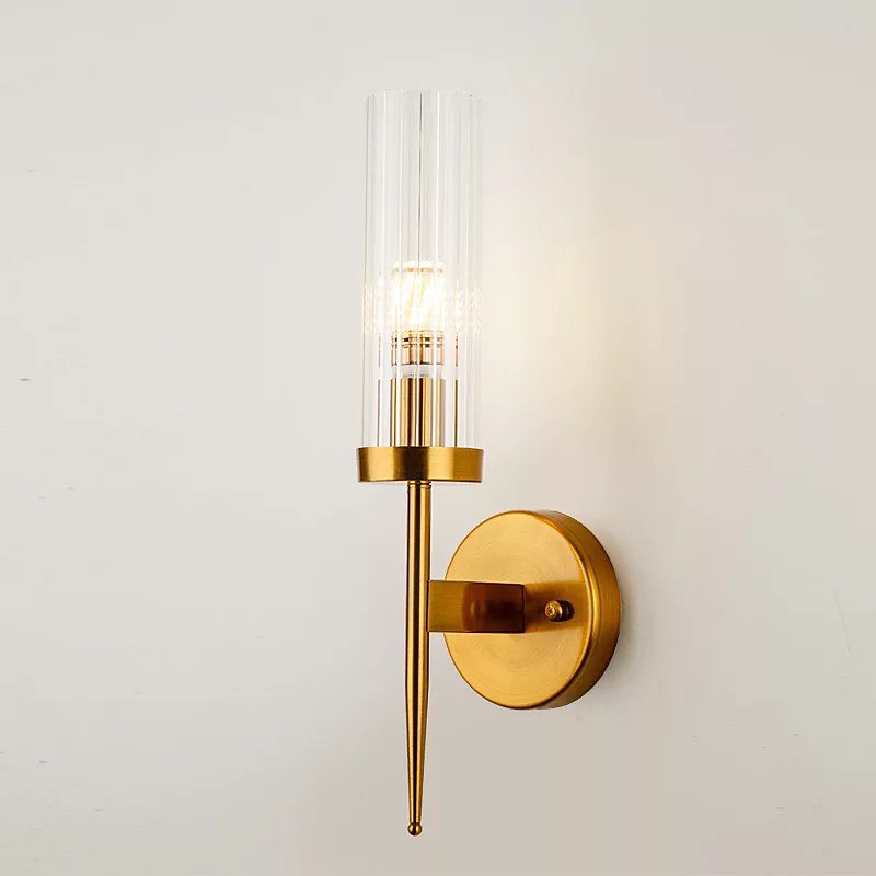 Modern Wall Sconce with Gold Finish and Glass Shade