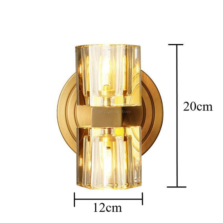 Modern Wall Light with Gold Finish and Crystal Shades