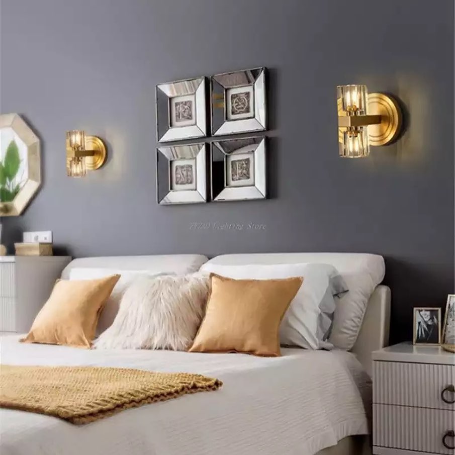 Modern Wall Light with Gold Finish and Crystal Shades