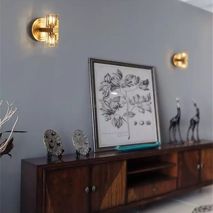 Modern Wall Light with Gold Finish and Crystal Shades