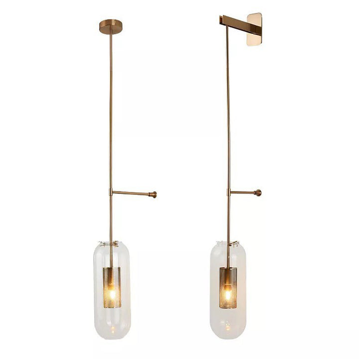 Modern Wall Light with Glass Cylinder and Brass Accents