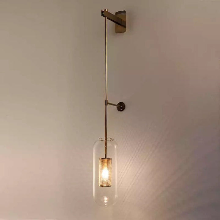 Modern Wall Light with Glass Cylinder and Brass Accents