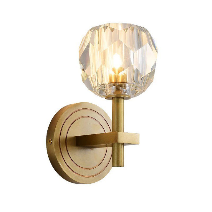 Modern Wall Sconce with Brass Finish and Crystal Shade