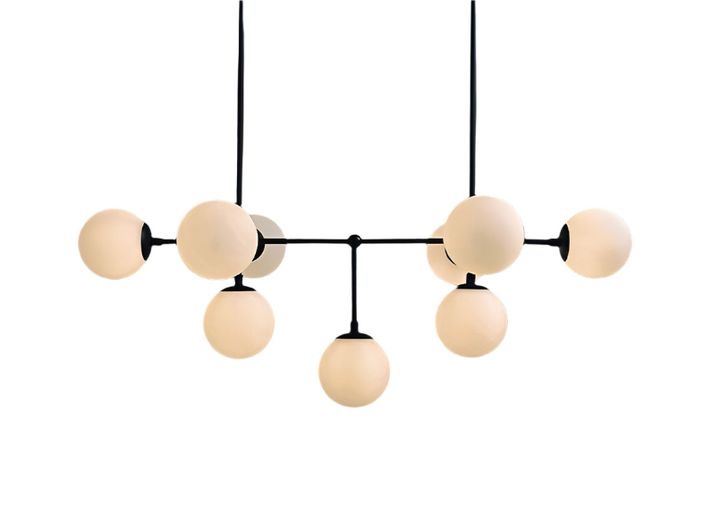 Modern Branch-Style Chandelier with White Globe Shades