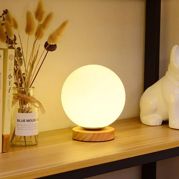 Modern Wooden Base Globe Table Lamp