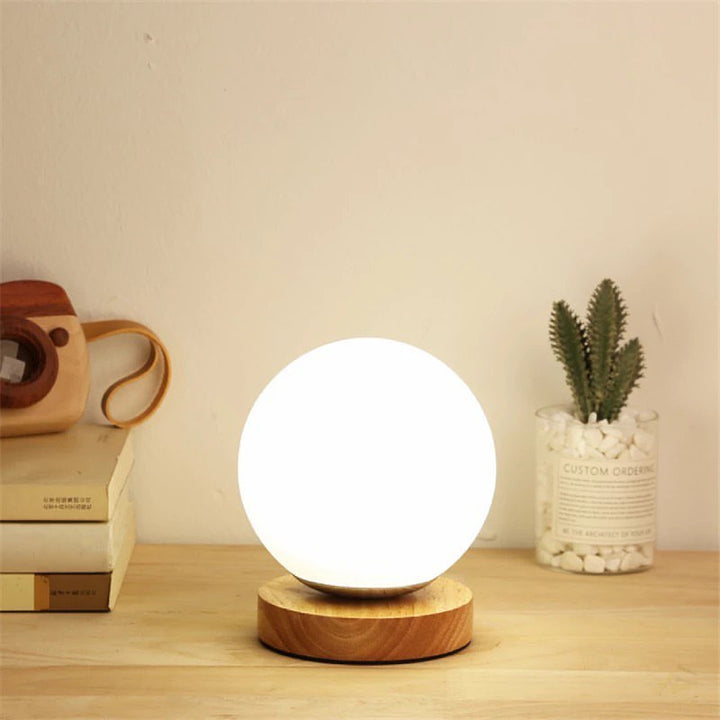 Modern Wooden Base Globe Table Lamp