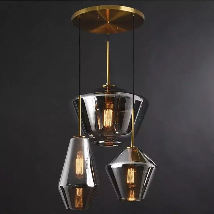 Modern Smoky Glass Pendant Light Set