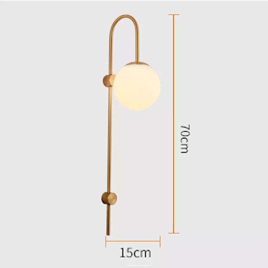 Modern Wall-Mounted Light - Gold with White Globe Shade