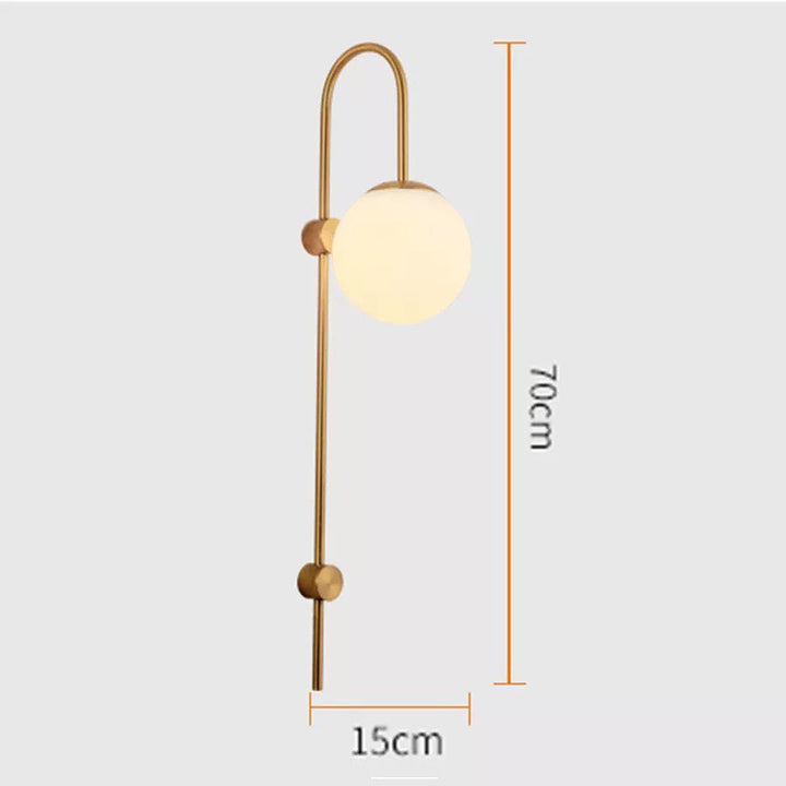 Modern Wall-Mounted Light - Gold with White Globe Shade